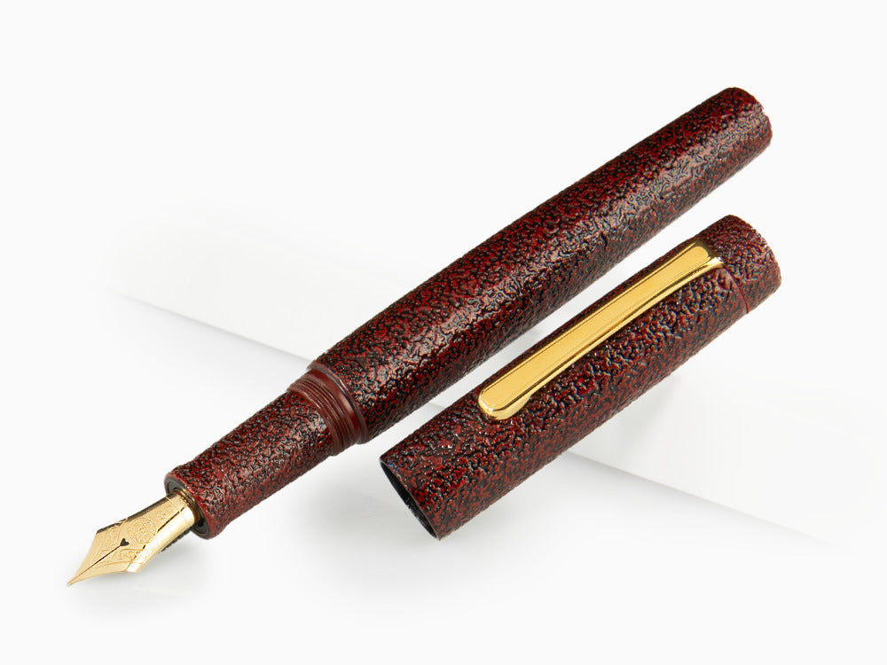 Nakaya Neo-Standard Fountain Pen, Ishime Aka Tamenuri, Ebonite