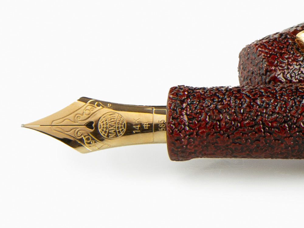 Nakaya Neo-Standard Fountain Pen, Ishime Aka Tamenuri, Ebonite