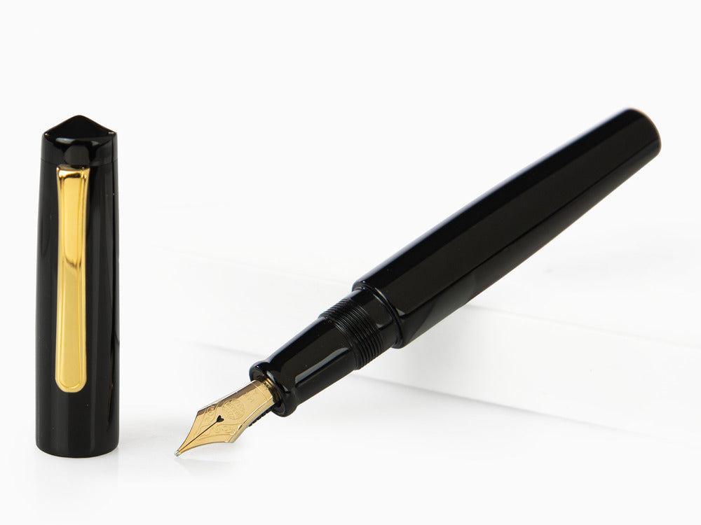 Nakaya Writer Fountain Pen Black, Piccolo, Ebonite, Gold