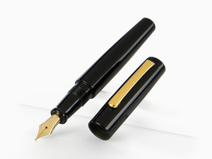 Nakaya Writer Fountain Pen Black, Piccolo, Ebonite, Gold