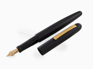 Nakaya Writer Black Hairline Fountain Pen, Long, Ebonite