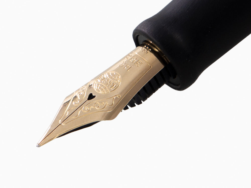Nakaya Writer Black Hairline Fountain Pen, Long, Ebonite