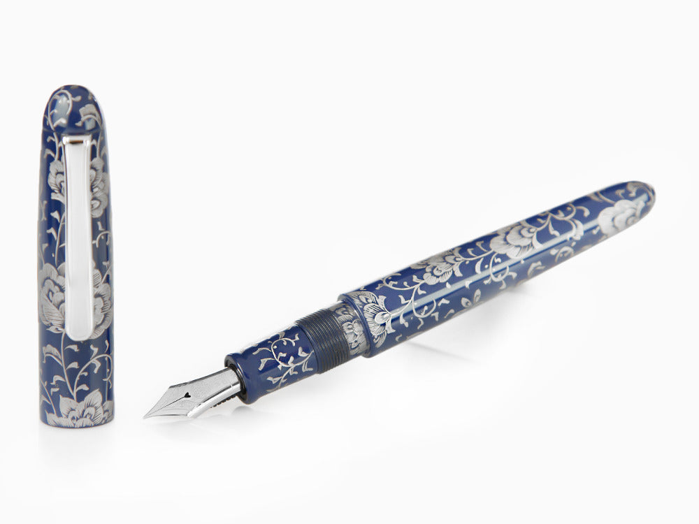 Nakaya Writer Portable Chingin Fountain Pen, Ebonite and Urushi lacquer