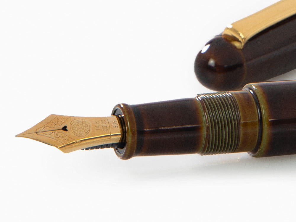 Nakaya Writer Long Fountain Pen, Heki Tamenuri, Ebonite / Urushi lacquer