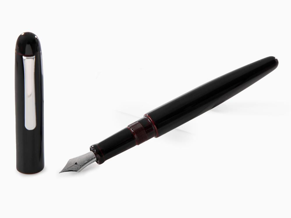 Nakaya Writer Long Fountain Pen Kuro-Tamenuri, Ebonite, Rhodium plated
