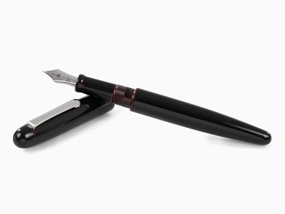 Nakaya Writer Long Fountain Pen Kuro-Tamenuri, Ebonite, Rhodium plated