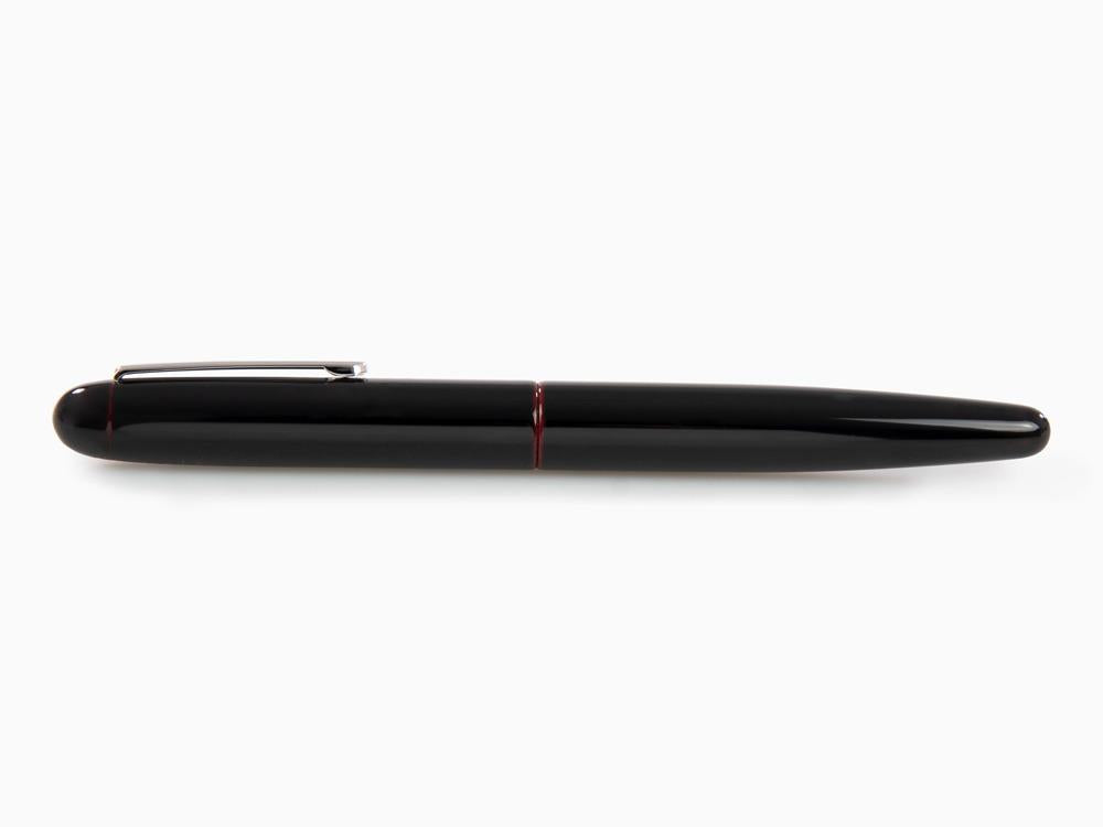 Nakaya Writer Long Fountain Pen Kuro-Tamenuri, Ebonite, Rhodium plated