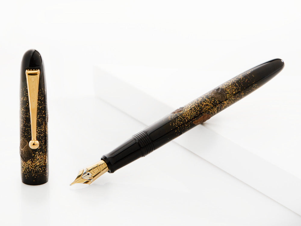 Namiki Yukari Rock Garden Fountain Pen, Maki-e, Gold trim, FN-10M-SE
