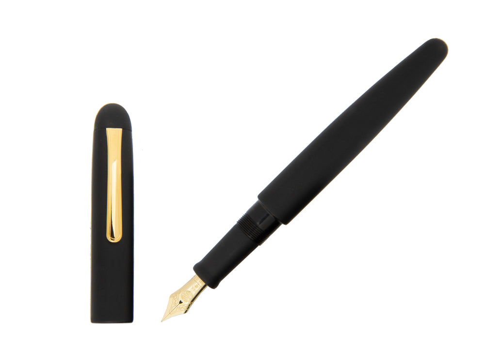 Nakaya Writer Black Hairline Fountain Pen, Long, Ebonite