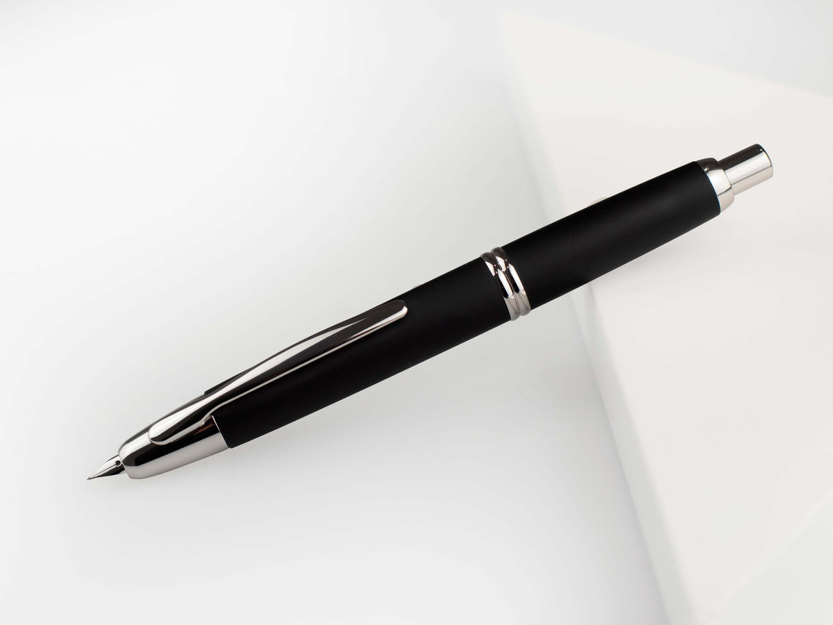 Pilot Capless Matte Fountain Pen, Rhodium trim, Black, FC-18000RRR-B