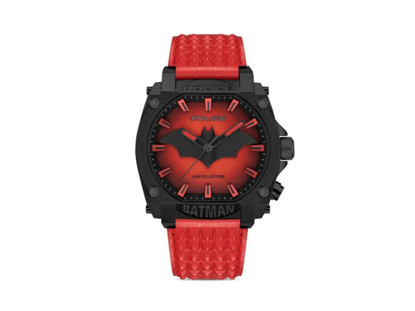 BATMAN x POLICE クォーツ腕時計 Police Forever Batman Quartz Watch, Red, Limited Edition