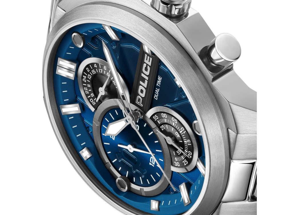 Police Reactor Quartz Watch, 46 mm, Blue, PEWGK0039207
