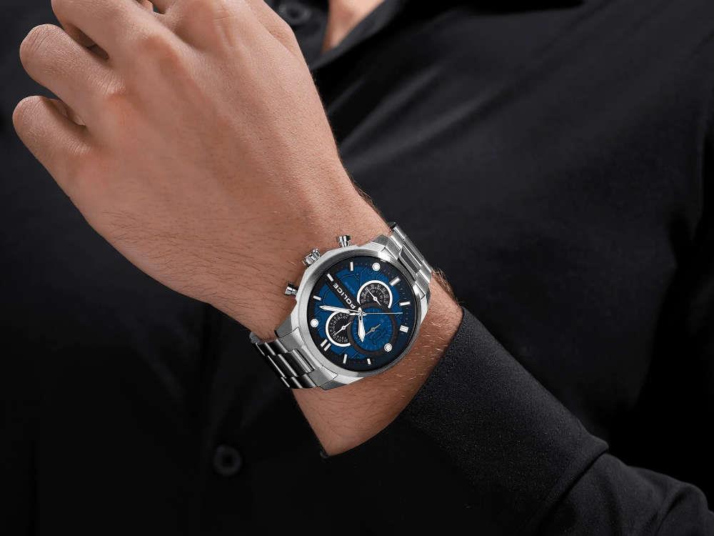 Police Reactor Quartz Watch, 46 mm, Blue, PEWGK0039207