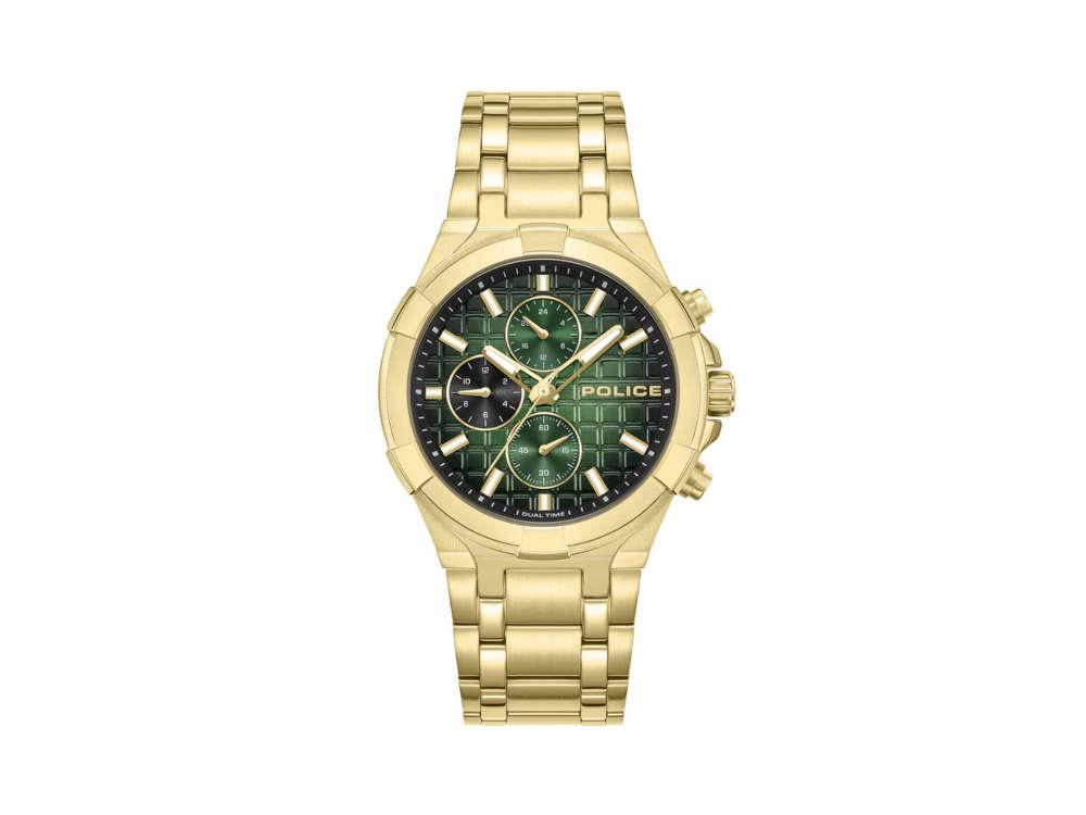 Police Guardian Quartz Watch, PVD Gold, 42 mm, Green, PEWGK0082003