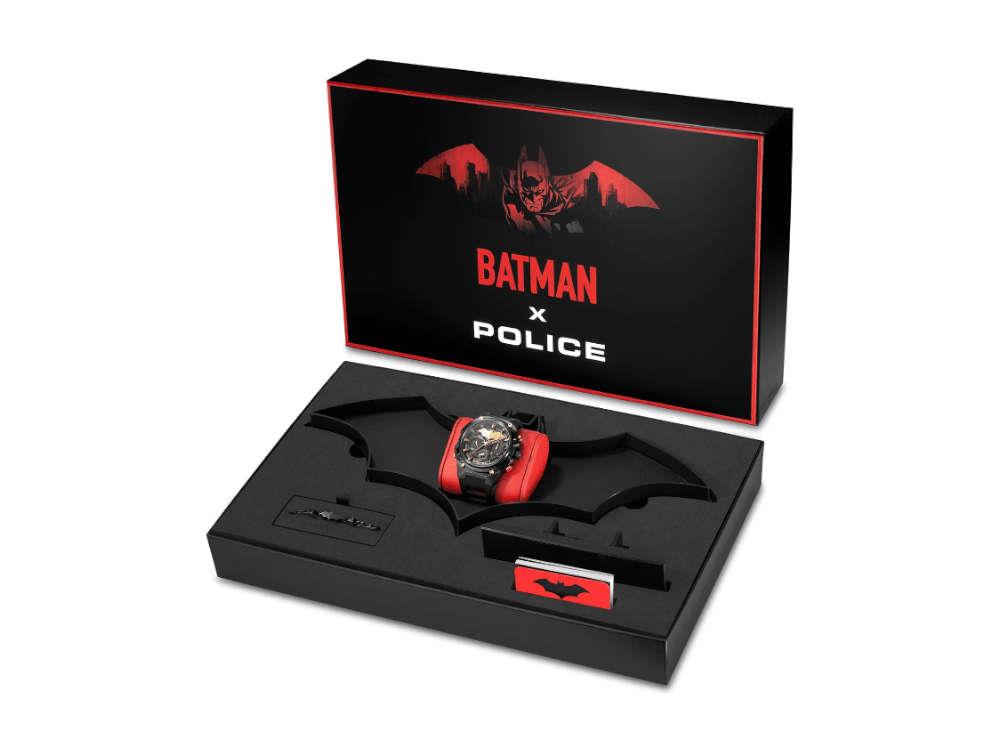 Police Crusader Quartz Watch & Batarang Bracelet Set Limited Ed, PEWGQ0089902
