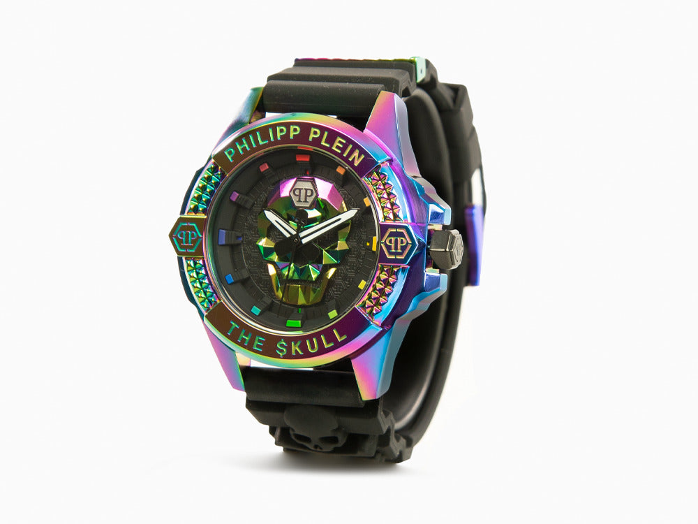 Philipp Plein The Skull Rainbow Quartz Watch, PVD, Black, 44 mm, PWAAA2123