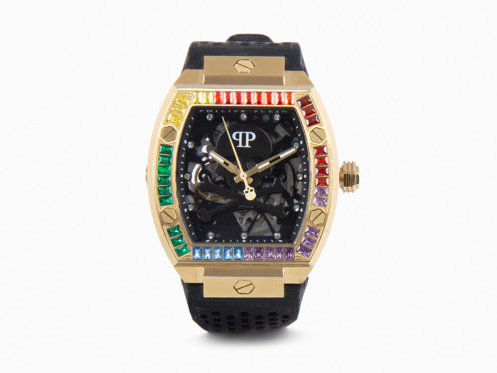 Philipp Plein The Skeleton Automatic Watch, PVD Gold, Black, 44 mm, PWBAA1623