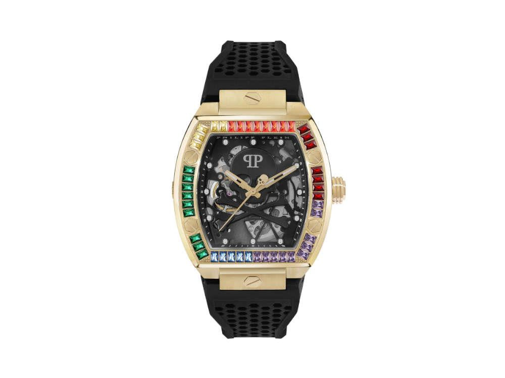 Philipp Plein The Skeleton Automatic Watch, PVD Gold, Black, 44 mm, PWBAA1623