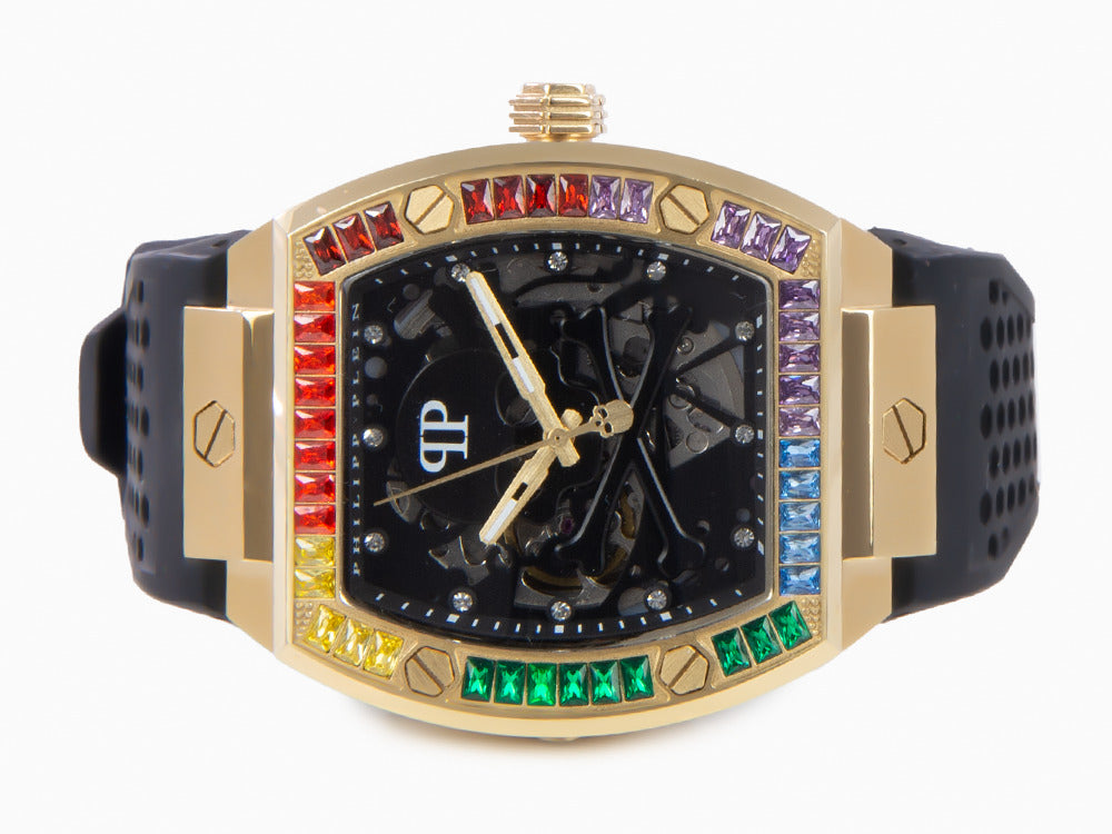 Philipp Plein The Skeleton Automatic Watch, PVD Gold, Black, 44 mm, PWBAA1623
