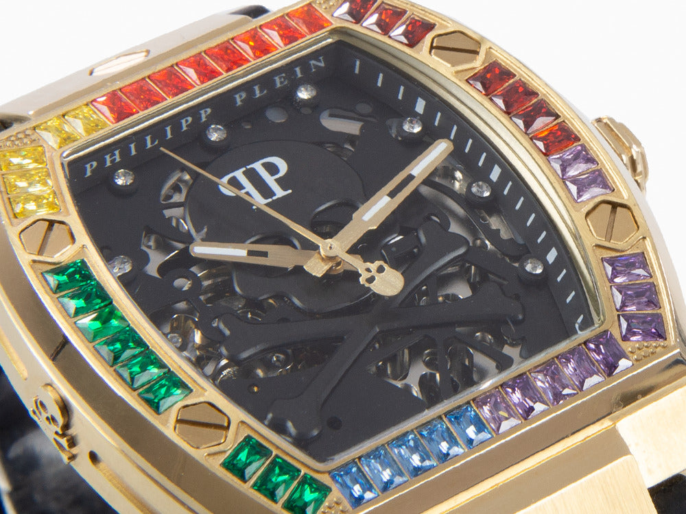 Philipp Plein The Skeleton Automatic Watch, PVD Gold, Black, 44 mm, PWBAA1623