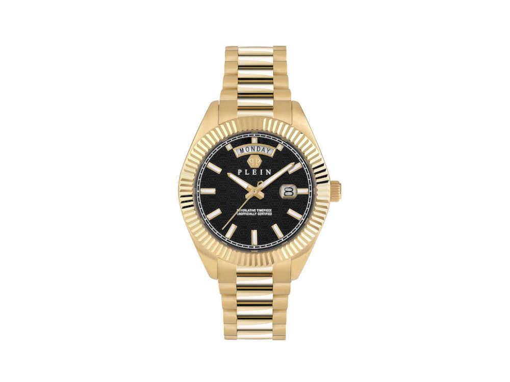 Philipp Plein Date Superlative Quartz Watch, PVD Gold, Black, 42 mm, PWPNA0424