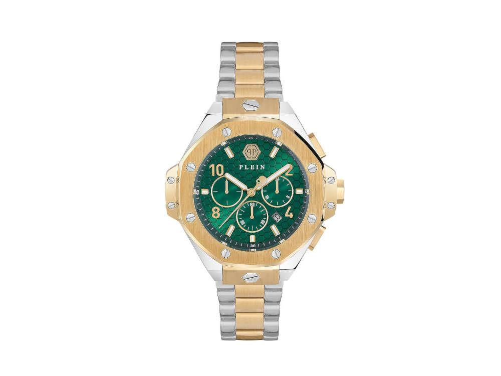 Philipp Plein Chrono Royal Quartz Watch, PVD Gold, Green, 46 mm, PWPRA0324
