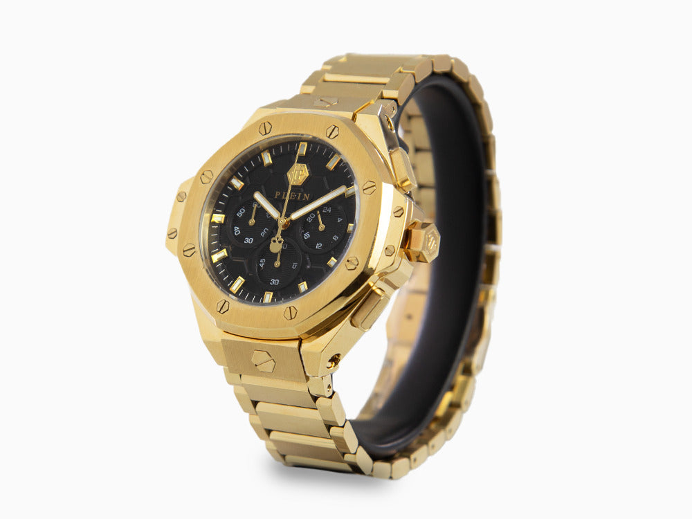 Philipp Plein Plein Chrono Royal Quartz Watch, PVD Gold, Black, 42 mm, PWPSA0424