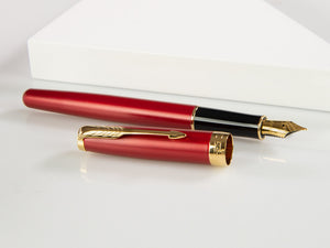 Parker Sonnet Fountain Pen, Lacquer, Gold Trim, Red, 1931474