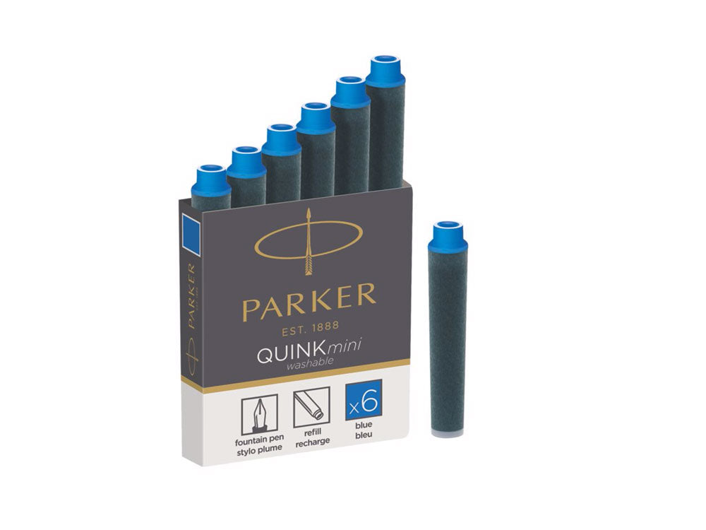 Parker Ink Cartridges, Mini, 6 Units, Blue, 1950409