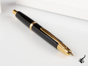 Pilot Capless Fountain Pen, Black, Gold, FK-1500-AU-BLACK