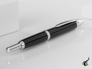 Pilot Capless Fountain Pen, Lacquer, Rhodium Trim, Black