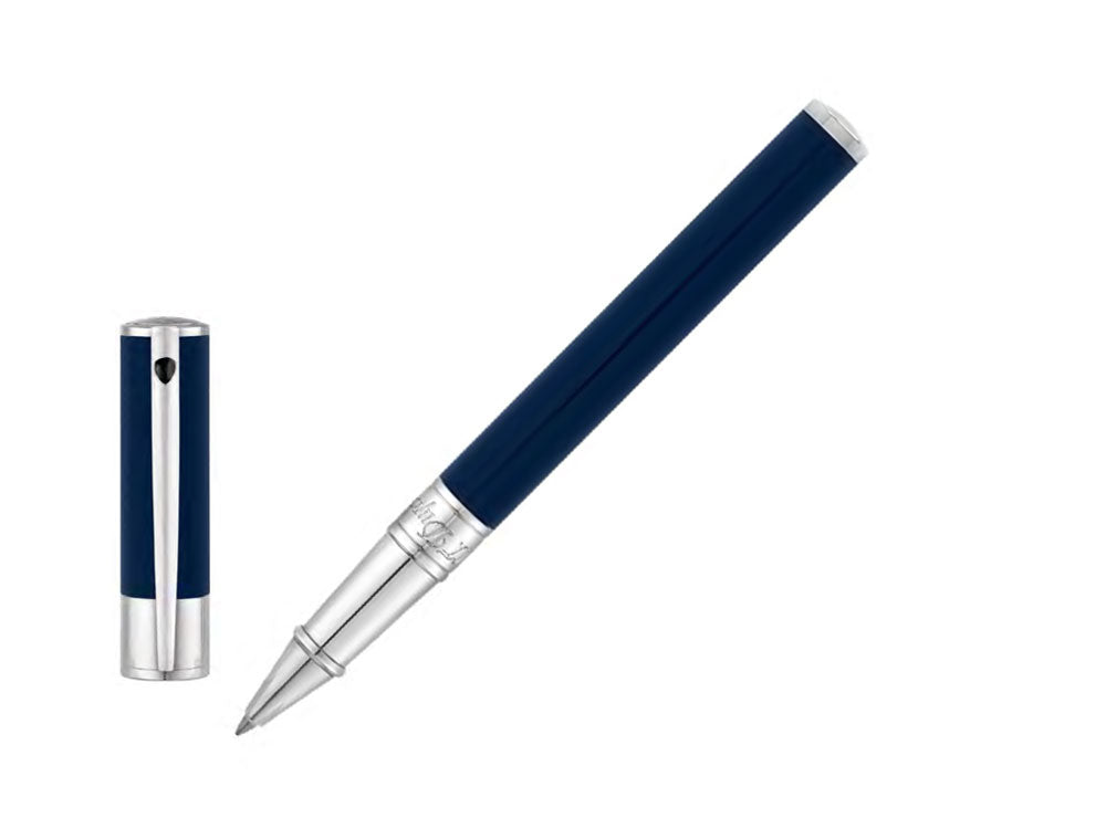 S.T. Dupont D-Initial Rollerball pen, Lacquer, Blue, Chrome Trim, 262205