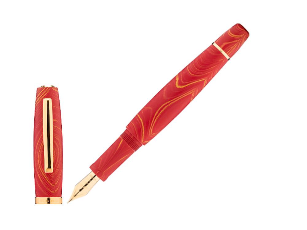 Scribo La Dotta Liber Fountain Pen, Ebonite, Red, 18k, DOTFP24YG1803