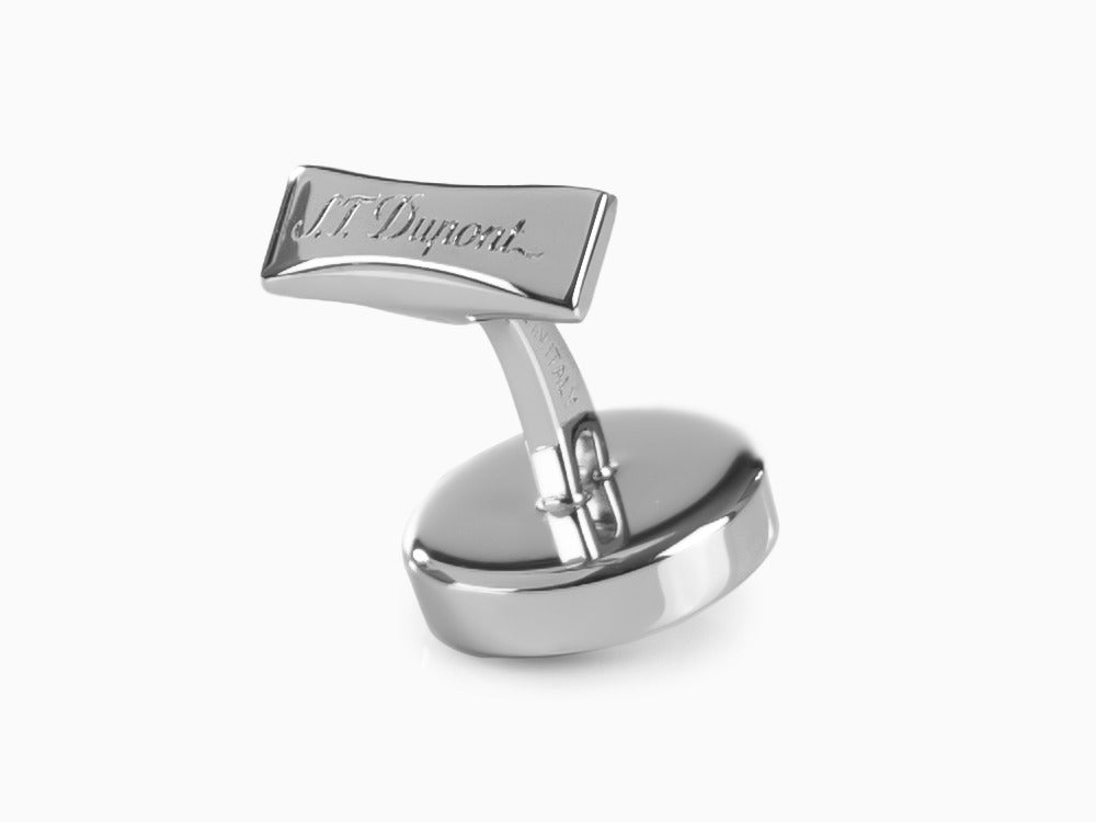 S.T. Dupont Round Cufflinks, Steel, Black lacquer, Palladium, Black, 005576
