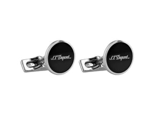 S.T. Dupont D Cufflinks, Silver, Lacquer, Black, 005832