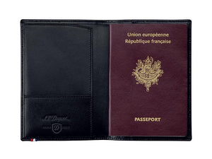 S.T. Dupont Line D Passport Cover, Leather, Black, 1 Card, 180012