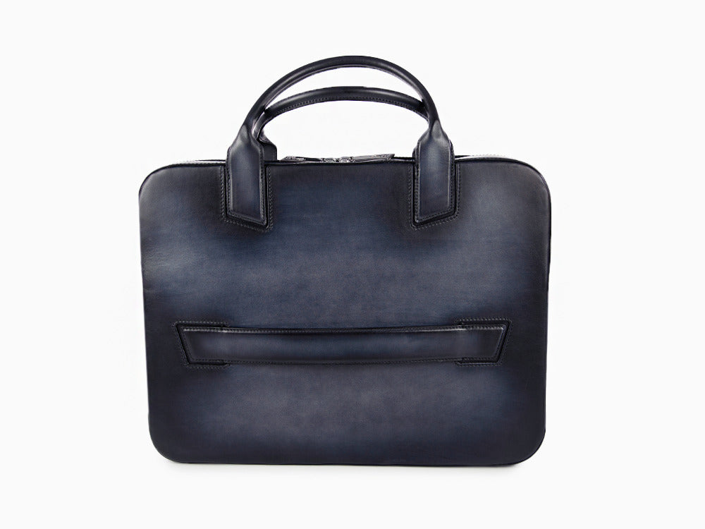 S.T. Dupont Le Grand Atelier Document case, Leather, Blue, Zip, 191365