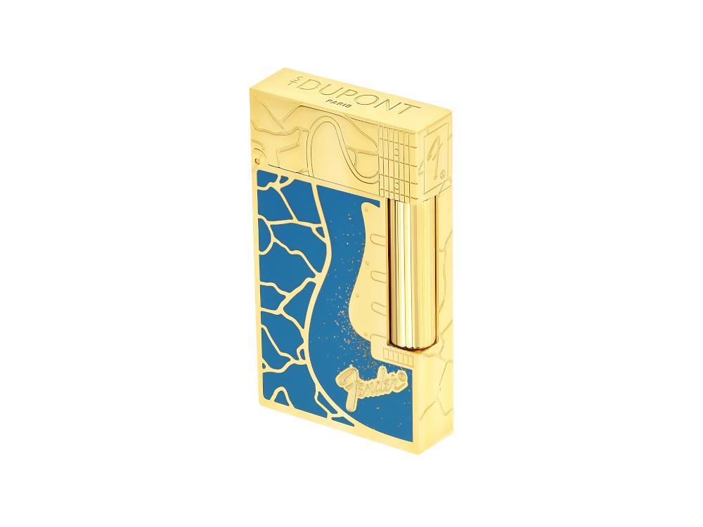 S.T. Dupont L2 Cling Fender Lighter, Brass, Gold Powder, Blue, 16026CL