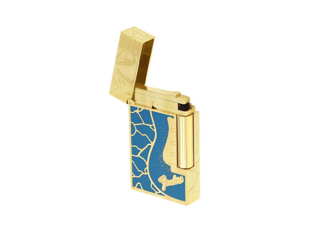 S.T. Dupont L2 Cling Fender Lighter, Brass, Gold Powder, Blue, 16026CL