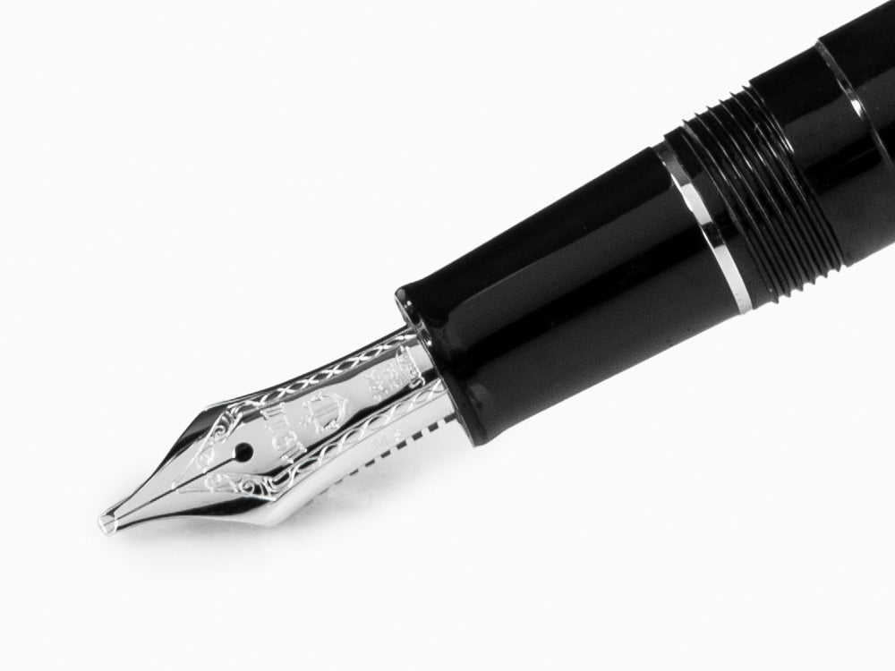 Sailor Professional Gear Slim Silver Fountain Pen, Black, Rhodium trim