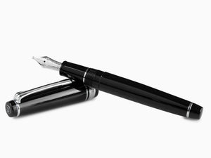 Sailor Professional Gear Slim Silver Fountain Pen, Black, Rhodium trim