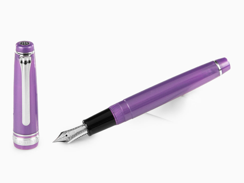 Sailor Professional Gear Slim Silver Fountain Pen, Metallic Violet