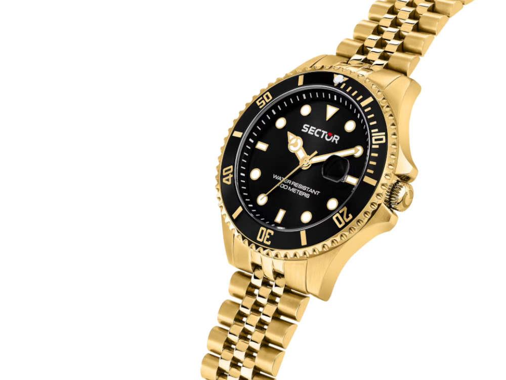 Sector No Limits 230 Quartz Watch, PVD Gold, Black, 43 mm, R3253161051
