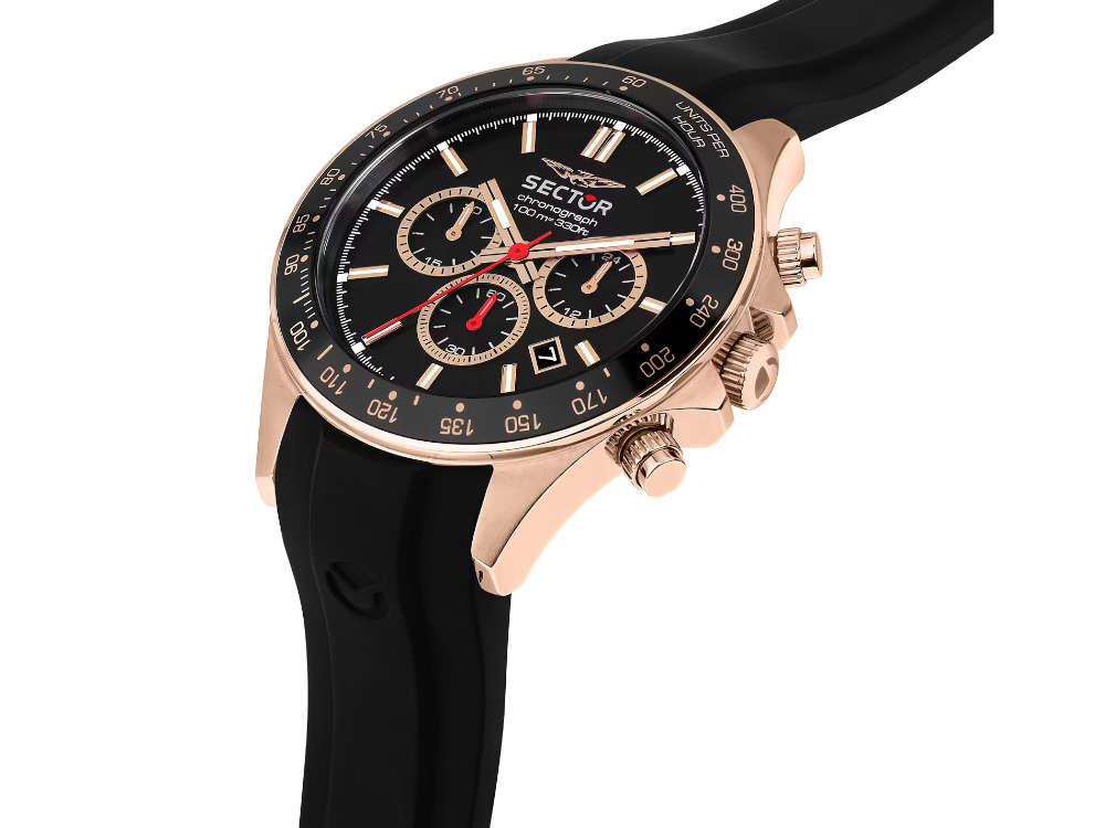 Sector No Limits 230 Quartz Watch, PVD Rose Gold, Black, 43 mm, R3271661029