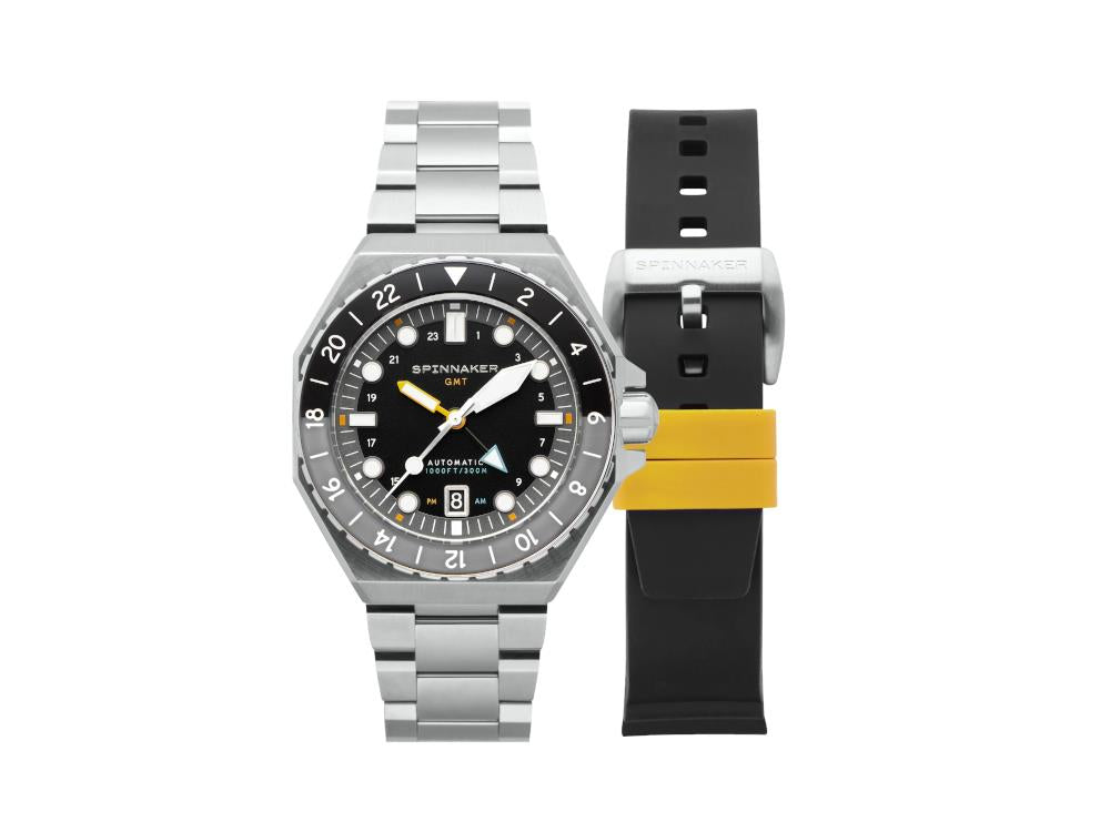 Spinnaker Dumas GMT Automatic Harbour Grey Watch, Black, 44 mm, SP-5119-11