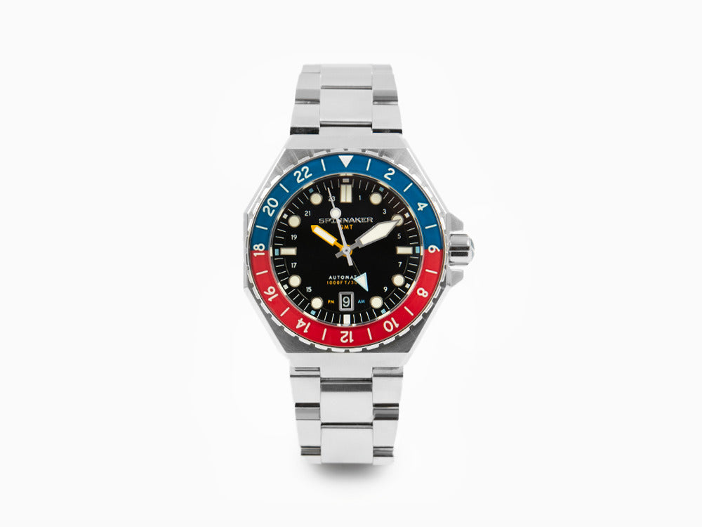 Spinnaker Dumas GMT Automatic Cobalt Crimson Watch, Black, 44 mm, SP-5119-44