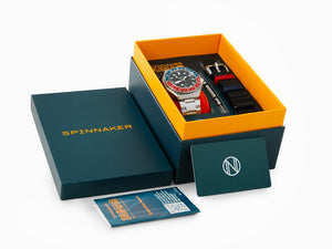 Spinnaker Dumas GMT Automatic Cobalt Crimson Watch, Black, 44 mm, SP-5119-44