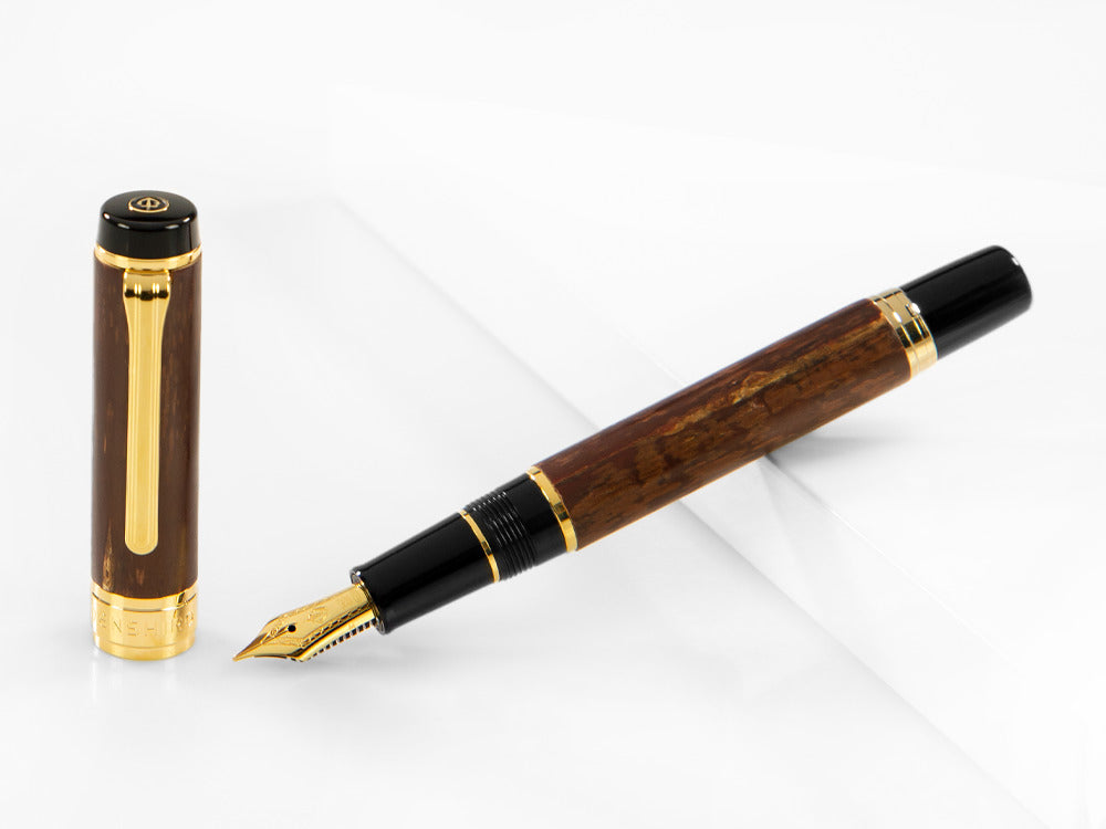 Sailor Precious Wood Kabazaiku Fountain Pen, Cherry Wood, 24K Gold