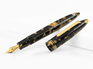 Tibaldi Bononia Black Gold Fountain Pen, Gold plated, BNN-1082-FP