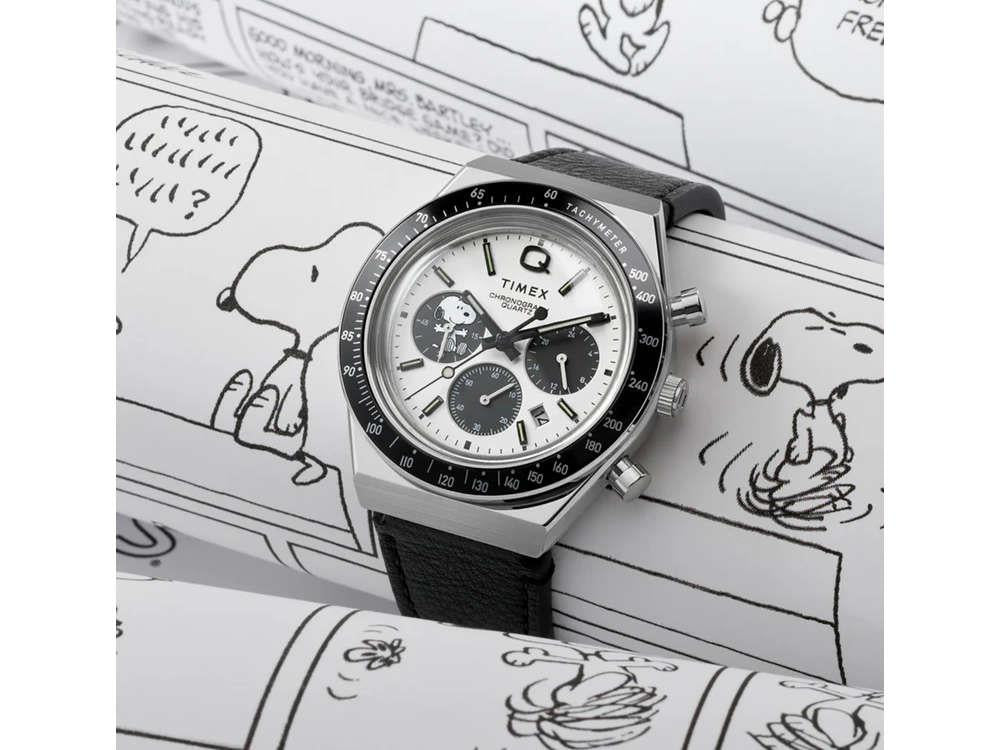 Timex Q Timex Chronograph x Peanuts Snoopy Quartz Watch, White, 40 mm, TW2W68900